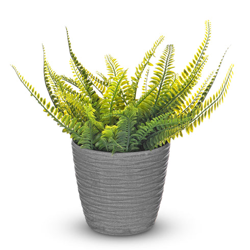 Plastic Plant Pot with Wave Design 18cm Grey - Set of 2